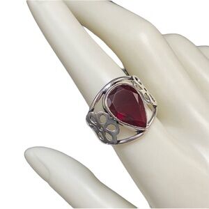 Silver Teardrop shaped garnet color Teardrop stone